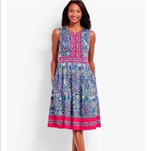 Talbots Fit And Flare Paisley Dress 12P NWOT